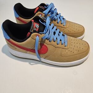 Nike Airforce 1 07 LV8 Men's Tan and Blue Men I DONT RESPOND TO LOW BALL OFFERS.